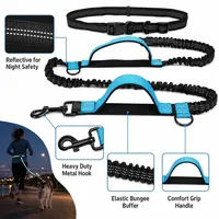 Laisse pour animaux de compagnie en nylon réfléchissante à libération rapide, rembourrage solide et tendance, mains libres, télescopique, durable et respirante pour la course en extérieur