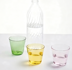 <span class=keywords><strong>Pichet</strong></span> transparent à nervures diagonales personnalisé <span class=keywords><strong>avec</strong></span> tasse courte transparente assortie et <span class=keywords><strong>bouchon</strong></span> en verre - Product Image 1