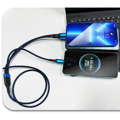 100W 6A 3-in-1 Super Charging Type-C Data Cable Fast Charger Right-Angle Micro USB for iPhone /-Pure Copper Printer