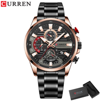 CURREN 8415 Nuevo Reloj de Pulsera Deportivo de Acero Inoxidable con Manecillas Luminosas, Reloj de Cuarzo de Lujo para Hombre, Reloj Montre Homme con Caja