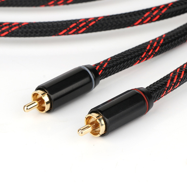 HiFi RCA Male to Male Audio Cable,Gold-Plated Connector Braided OFC Stereo Cable for Home Theater, Amplifier, Speaker, Subwoofer