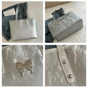 Nouveau Sac Fourre-tout Haut de Gamme pour <span class=keywords><strong>Femme</strong></span>, Sac à Bandoulière Grande Capacité Tendance avec Fermeture Éclair, Sacs en PU Couleur Unie, Commande Mixte en Gros Prête à Expédier - Product Image 2