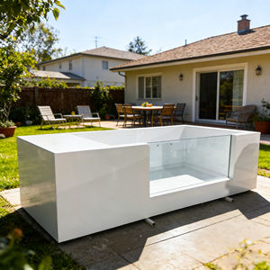 Piscina Familiar Elevada de Fibra de Vidrio Resistente con Cubierta de Madera y Azulejos de Mosaico, Color Personalizado para Jardín o Spa al Aire Libre - Product Image 1