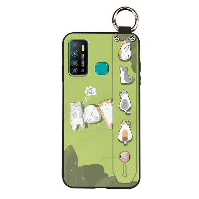 Fashionable Soft TPU Cartoon Cute Girl Phone Case with Wrist Strap for Infinix X680 Hot9 Play Mobile Phone Covers
