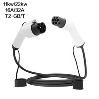 Câble d'extension de charge pour véhicule électrique 11 kW 22 kW 16 A 32 A Type 2 vers GB/T