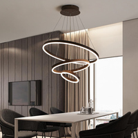 Moderne Populaire Nordique Simple Décor À La Maison Pendentif Lumière Ronde Surround Noir Lustre Restaurant Salon Pendentif Lumières