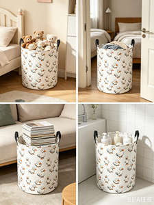 Cesto Portabiancheria in Cotone con Stampa Anatra Bianca, Cesto Portaoggetti Pieghevole in Tessuto con Manici Neri <span class=keywords><strong>per</strong></span> Camera da Letto, Bagno, Giocattoli, Vestiti - Product Image 4