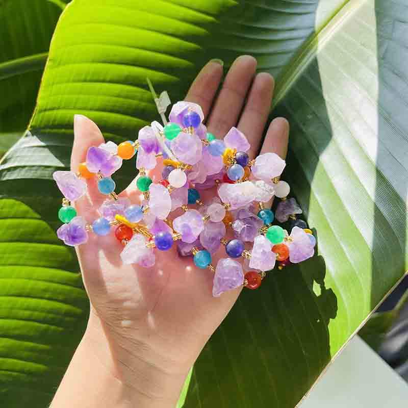 2 Braccialetti Ametista Con Farfalla - Cristallo Naturale Per Energia E Guarigione, Donne - Foto 5