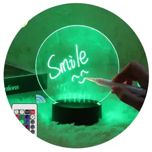 2023 offres spéciales tableau d'écriture effaçable créatif bricolage rvb LED 3D Anime acrylique tableau d'écriture lumière mignon décoratif Art lampe