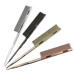Professionele Vrouwen Styling Haar Sectionering Lange Rat Staart Kam Fijne Tand Aluminium Salon Kam Modieus Hout Hittebestendig - Product Image 1