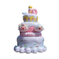 Nouveau design grand modèle de gâteau gonflable avec souffleur de bougies publicité fête d'anniversaire gâteaux ballon extérieur étanche Durable