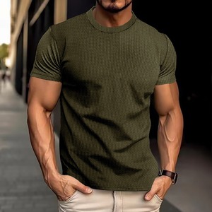 T-shirt da uomo <span class=keywords><strong>TKS</strong></span> per allenamento in palestra, in tessuto elasticizzato, vestibilità slim, ad asciugatura rapida, traspirante, pantaloncini sportivi casual in tessuto grezzo - Product Image 2