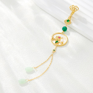 Plum Blossom Orchid Bamboo Chrysanthemum Tassel Brooch With Shell Pearl Jade Women's Fashion Pendant Gift Zinc Alloy Bezel - Product Image 4