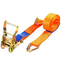 Sangles d'arrimage en polyester de 1,5 pouce avec double crochet en J, sangle de fixation à cliquet rétractable pour une fixation sécurisée