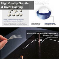 Lessive de cuisine personnalisable Bol simple solide en granit de quartz composite de 27 pouces Bol d'évier noir