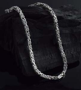 Collier chaîne byzantine fait main de 5 mm en argent sterling 925 avec un design de style balinais et un fermoir robuste pour bijoux pour hommes - Product Image 3