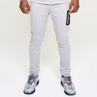 Joggers ajustés personnalisés, blocs de couleur, poches zippées, en molleton bouclette épais, pantalons décontractés et confortables pour hommes