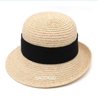 Large Bord Madagascar Femmes Raphia Paille Seau Chapeau Chapeaux En Gros