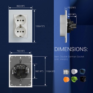 Presa a Muro Doppia Tedesca Schuko 120*86 Bianca Nera Grigia Oro Standard UE 16A 250V per <span class=keywords><strong>Uso</strong></span> Domestico, Alberghiero e Ufficio - Product Image 3
