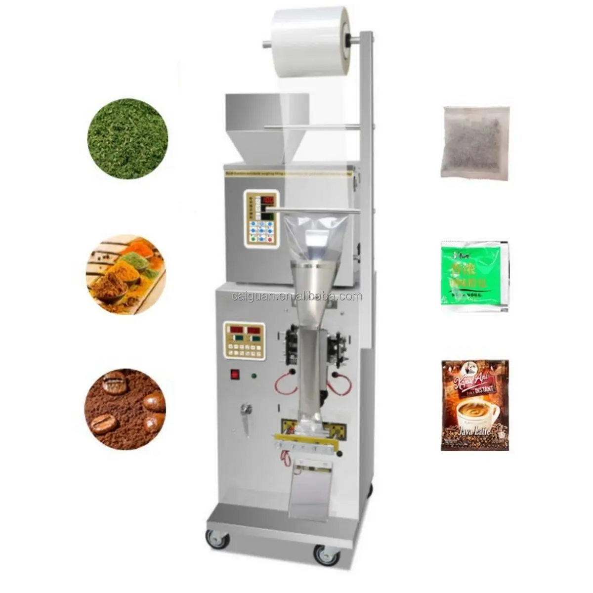 Máquina de embalagem automática inteligente de alta precisão para sacos de chá e sacos de sementes, selagem de três lados, pó e grânulos