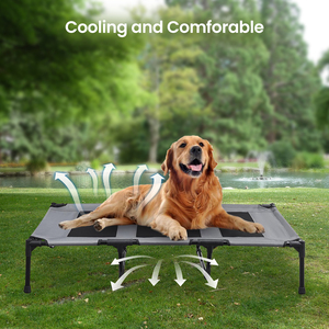 Durable <strong>Metal</strong> Frame Foldable Pet Elevated <strong>Dog</strong> <strong>Bed</strong> Breathable Outdoor Camping Washable Feature for Pet Feeding - Product Image 3
