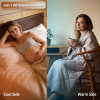 Couverture rafraîchissante en bambou/polyester tricoté OEM Qmax>0.4 pour les personnes ayant chaud la nuit, en tissu respirant effet soie glacée, pour toutes les saisons, couverture d'été
