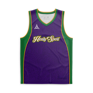 Maillot de basketball rétro violet texturé en maille respirante 100 % polyester léger coupe ample pour homme - Product Image 1