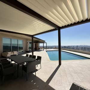 Pergola à <span class=keywords><strong>toit</strong></span> à lamelles en aluminium réglables électriquement sur mesure avec écran pare-soleil pour piscine, cour, <span class=keywords><strong>jardin</strong></span>, <span class=keywords><strong>abri</strong></span> solaire - Product Image 3