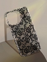 Nouvelle coque de téléphone personnalisée en TPU noir et blanc avec motif floral en dentelle pour iPhone 17 Air 16 15 14 Pro Max, protection antichute