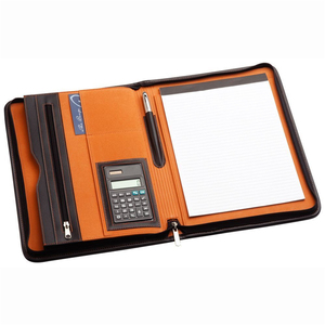 Nero e Arancio All'interno <span class=keywords><strong>A4</strong></span> Compendio In Pelle Stile Portafoglio Cartella di File con la Calcolatrice - Product Image 2