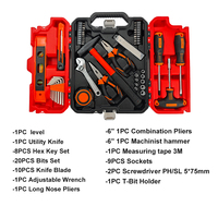 57pcs Promotion Kit d'outils à main de réparation à usage domestique Ensembles d'outils professionnels comprennent une variété d'outils à main Marteau Clé à molette