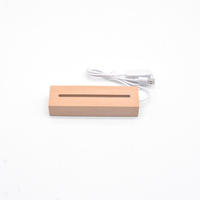 Lampe d'illusion 3D rectangulaire en bois avec base et support, lumière LED USB de 5,9 pouces, blanc chaud 2700K, moderne et colorée, intensité réglable