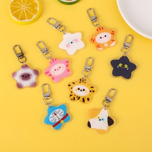High Quality Durable Plastic Keychain with UV Printed Cartoon Acrylic Charm for Collection
