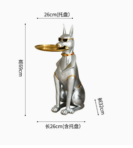 Bandeja Grande Creativa para Perro <span class=keywords><strong>Doberman</strong></span>, Estatua Pintada Artesanal de Resina, Estatuilla para Sala de Estar, Decoración del Hogar, Música de Anime, Globo de Nieve - Product Image 6