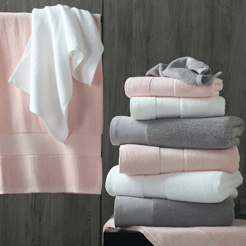 Conjunto de 2 peças de toalha de banho de algodão luxuosa para hotel cinco estrelas, super macio, de qualidade por atacado, presente grosso