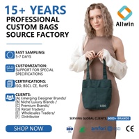 Tas Tote Kanvas Mini Polos Wanita dengan Logo Cetak Kustom, Tas Belanja Wanita, Tas Selempang Kanvas