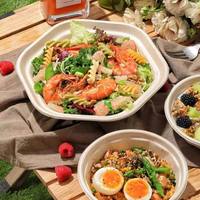 Boîte d'emballage alimentaire jetable hexagonale légère pour salade, déjeuner, plats à emporter, pâtes, repas faible en calories, 750 ml avec couvercle