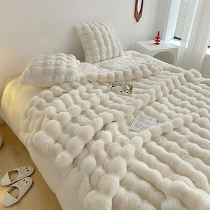 Luxury Faux Rabbit Fur Blanket 100% Polyester Soft Warm <strong>Throw</strong> for Home Sofa Bed Decor Cover - Product Image 2