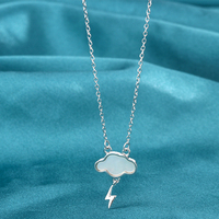 Collier pour femme en argent sterling 925, pendentif créatif nuage et éclair en nacre, bijoux fins, vente chaude
