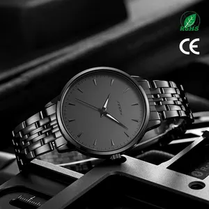 SINOBI Cool Watch für Jungs S9823G voll schwarze Herren uhr mit leuchtenden Hands Edelstahl band einfache Uhr ohne Zifferblatt