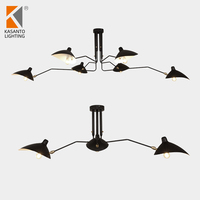 Style nordique Serge Mouille 2 bras lustre lampe plafonnier de taille moyenne avec 2 têtes