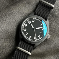 Montre classique de style sportif, boîtier en acier inoxydable noir mat, cadran noir, aiguilles lumineuses, bracelet en cuir, pour hommes, durable, résistante à l'eau