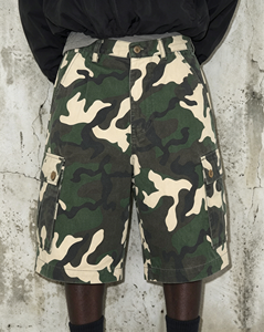 Pantalones Cortos Largos de Algodón Grueso con Efecto Desgastado HG para Hombre, Personalizados con Estampado de Camuflaje en Toda la Superficie, de Pierna Ancha, Estilo Cargo - Product Image 2