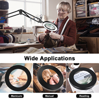 5X Long Magnifying Glass with Light and Clamp 1300 Lumens Dimmable Bright LED Lighted Magnifier Ajustable Swing Arm Magnifier