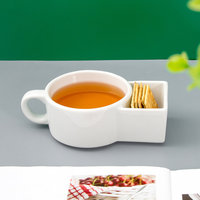 Mug à café en céramique blanche, porte-biscuits, style nordique, réutilisable, durable, alimentaire, certifié CE, compatible lave-vaisselle/micro-ondes