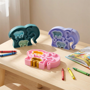 Jouet puzzle en silicone écologique non toxique en forme d'éléphant pour bébés <span class=keywords><strong>de</strong></span> 2 à <span class=keywords><strong>4</strong></span> ans, activité éducative d'apprentissage - Product Image 3