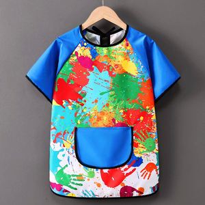 Kit tablier de protection réutilisable en coton imperméable à manches longues pour enfants, idéal pour l'art et les repas en maternelle - Product Image 1