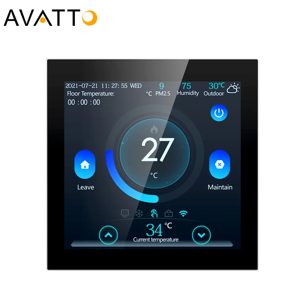 AVATTO Ultra Narrow Fram LCD Touch Screen Smart Wifi Thermostat Temperature Controller for Smart Home Electric/Water Heating