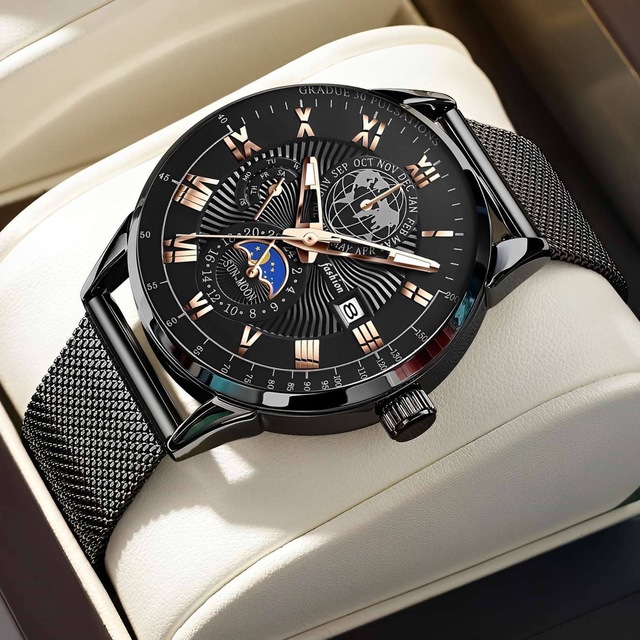 Top Brand Watch with Reticulum Belt Casual Sport Wristwatch Luxury Waterproof Luminous Classic Watch Men Reloj