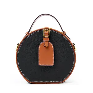 Buena calidad GIRLS Sling Ladies Bags Round Cow Hide And Leather Crossbody Bag